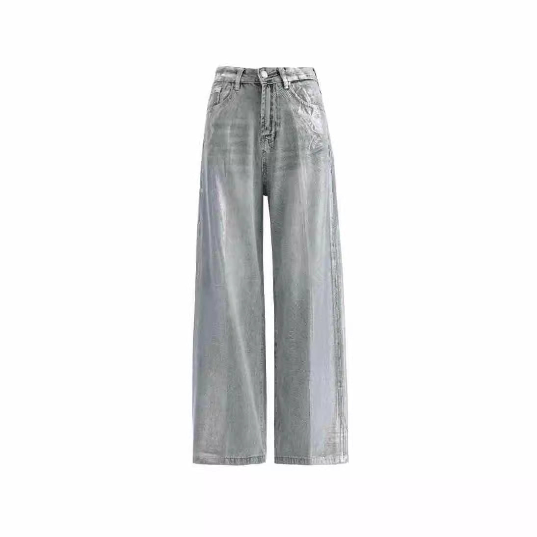 European And American Fashion Retro Hot Silver Loose Jeans - Bellarte Enchanté European And American Fashion Retro Hot Silver Loose Jeans